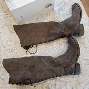 Sundance Greta 2 Lace Back Leather Boot Mud (Grey/Brown) US 7.5